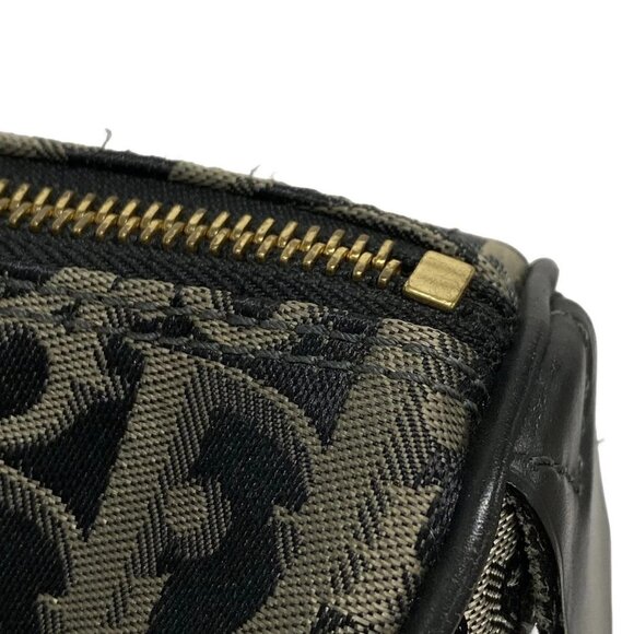 Auth DIOR/ChristianDior Trotteur Black Gray Dark Gray Jacquard Leather Handbag - Picture 15 of 16